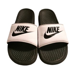 Nike Benassi White & Black Slide Sandals